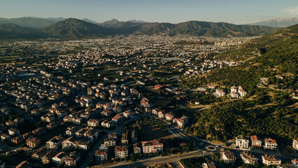 Wall Mural - Fethiye landscape and cityscape, aerial view of the popular resort city of Fethiye