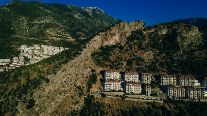 Wall Mural - Fethiye landscape and cityscape, aerial view of the popular resort city of Fethiye