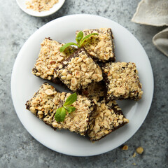 Wall Mural - Traditional homemade brownies with nuts