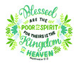 © red10 - Hand lettering Blessed are the Poor in Spirit. Modern background. Poster. T-shirt print. Motivational quote. Modern calligraphy. Christian poster