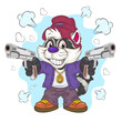 Cartoon Raccoon Gangster. An image of a cool cartoon raccoon with two pistols in his hands.