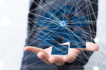 Poster - flying email icon and web flying