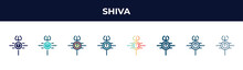 Shiva Vector Icon In 8 Different Modern Styles. Black, Two Colored Shiva Icons Designed In Filled, Glyph, Outline, Line, Stroke And Gradient Styles. Vector Illustration Can Be Used For Web, Mobile,