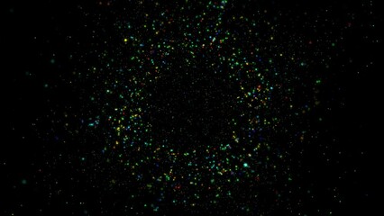 Wall Mural - Colourful rainbow particles flying forward Particle Tunnel Abstract Background Video
