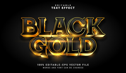 Wall Mural - 3D Black Gold text effect - Editable text effect