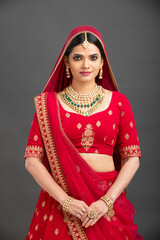 Sticker - Beautiful Indian young Hindu Bride in studio shot	