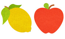 Lemon And Apple Fruits Shape Cork Coaster On A White Background
