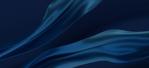 Poster - abstract blue and navy blue wave background, 3d rendering wavy wallpaper