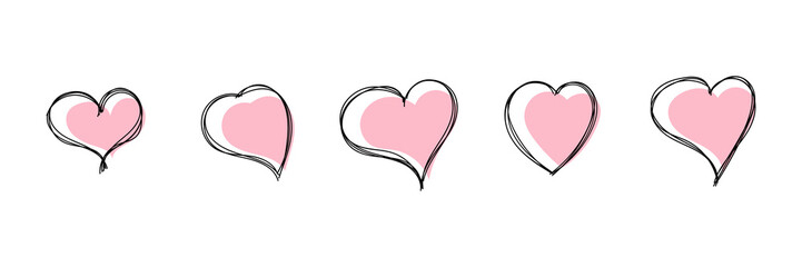 Poster - Hand drawn hearts. Hand drawn love symbol collection. Vector illustration