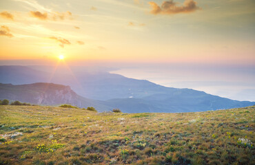 Poster - Morning in mountain.