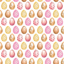 Pink Easter Eggs Background Seamless, Watercolor Eggs Pattern