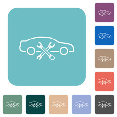 Canvas Print - Car repair workshop outline rounded square flat icons