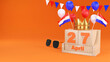 King's Day Celebrate 3d rendering., King's Birthday in the Netherlands.