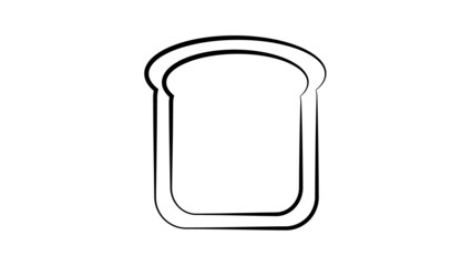 Wall Mural - a piece of bread with a crust on a white background. vector black and white illustration. sandwich bread, topped sandwich base