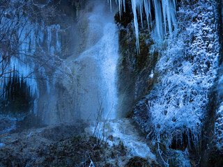 Wall Mural - Frozen waterfall, Thermal waterfall Geoagiu Bai , Romania