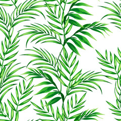 Jungle vector pattern with tropical leaves.Trendy summer print. Exotic seamless background