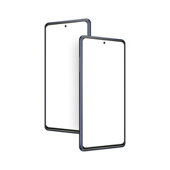 Fototapete - Frameless Phones Mockups with Blank Screens, Isolated on White Background, Side Perspective View. Vector Illustration