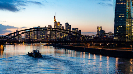 Sticker - A beautiful shot of the city of Frankfurt in Germany at night