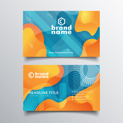 Colorful style modern business card design. Flat vector illustration. Contact card for company.