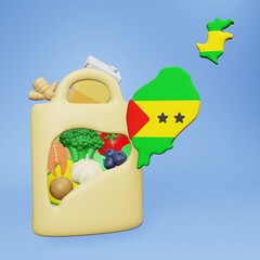 Wall Mural - 3d rendering of the need and consumption of nutrients for a healthy liver in Sao Tome and Principe