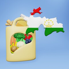 Wall Mural - 3d rendering of the need and consumption of nutrients for a healthy liver in Tajikistan