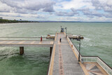 Fototapeta Pomosty - View from upper deck of a pier in Burgas city on Black Sea Riviera in Bulgaria
