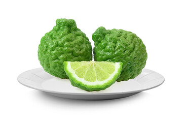 Wall Mural - bergamot in white plate isolated on white background