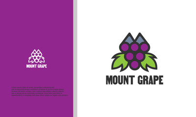 mount combine with grape logo design illustration