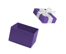 Open Empty Purple Gift Box Isolated On White Background. Levitation.