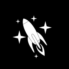 Canvas Print - Space rocket icon isolated on dark background