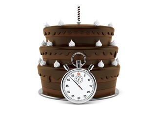 Canvas Print - Birthday cake with stopwatch