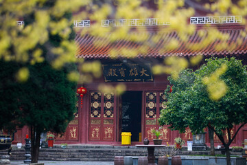 Jiujiang, China - February 3, 2022: Xilin Temple, a thousand-year-old ancient temple on Mount Lushan, is a World Heritage site. Su Shi's famous 