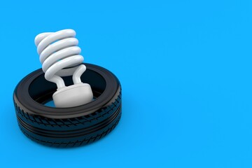 Canvas Print - Light bulb inside car tire