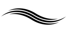 Smooth wavy stripes logo template, calligraphic graceful lines
