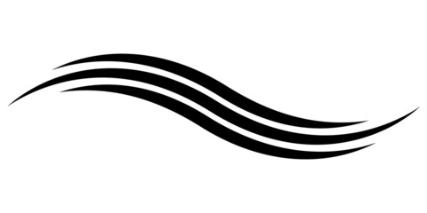 Smooth wavy stripes logo template, calligraphic graceful lines