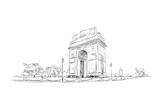 Fototapeta Londyn - India Gate. New Delhi. India. Hand drawn vector illustration