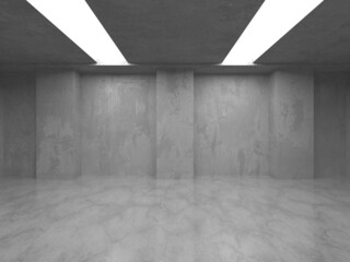 Dark Concrete Wall Architecture. Empty Room