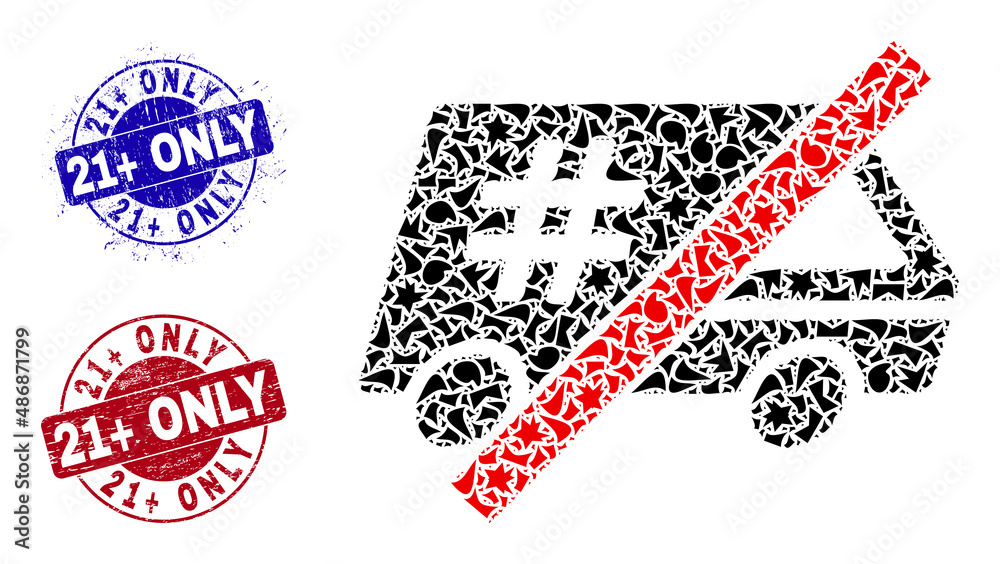 Vector de Stock Round 21+ ONLY unclean stamp seals with tag inside ...