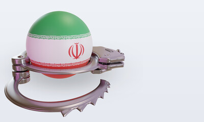 3d handcuff Iran flag rendering left view