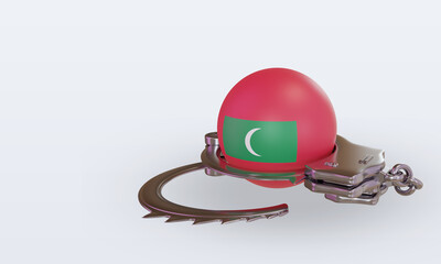 3d handcuff Maldives flag rendering right view