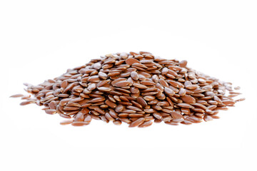 Wall Mural - Flax seeds isolated on white background. Heap of flax seeds isolated on white background. Flax seeds isolated on white background. Dry flax seeds.