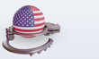 3d handcuff America flag rendering left view