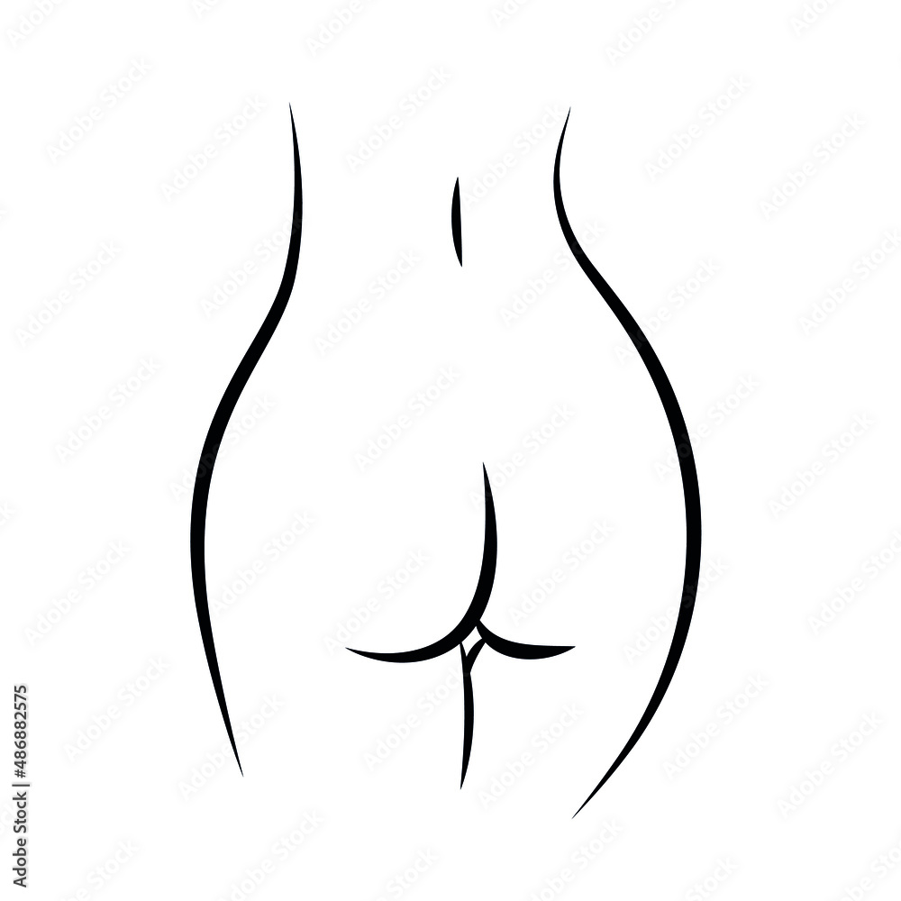 Female Buttocks line icon. Butt or ass silhouette. Vector Stock Vector ...