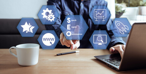 Poster - seo search engine optimisation digital marketing business technology concept