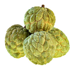 Wall Mural - Custard apple or Sugar apple isolated on white background.Thai fruit.