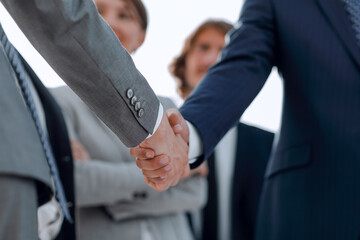 Wall Mural - background image of handshake of business people .