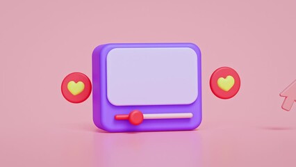 Aufkleber - minimal cartoon style video player 3d 4k animation