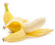 canvas print picture - Peeled ripe yellow banana isolated on white background.