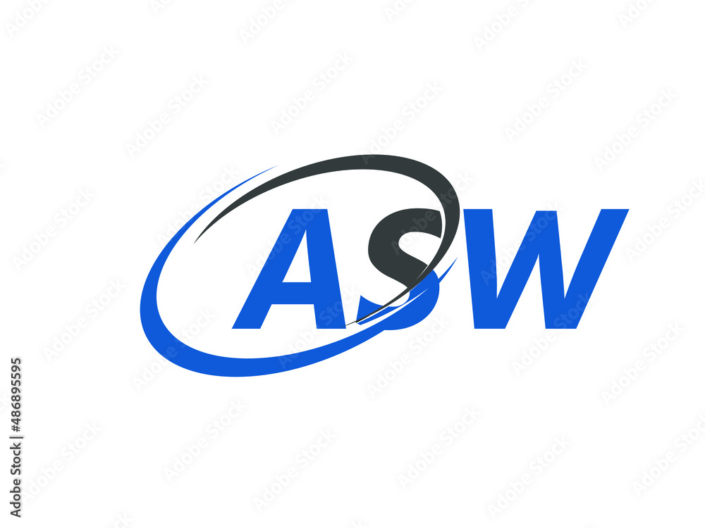 ASW letter creative modern elegant swoosh logo design Stock Vector ...
