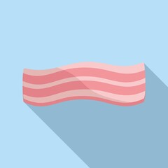 Poster - Ham bacon icon flat vector. Slice meat